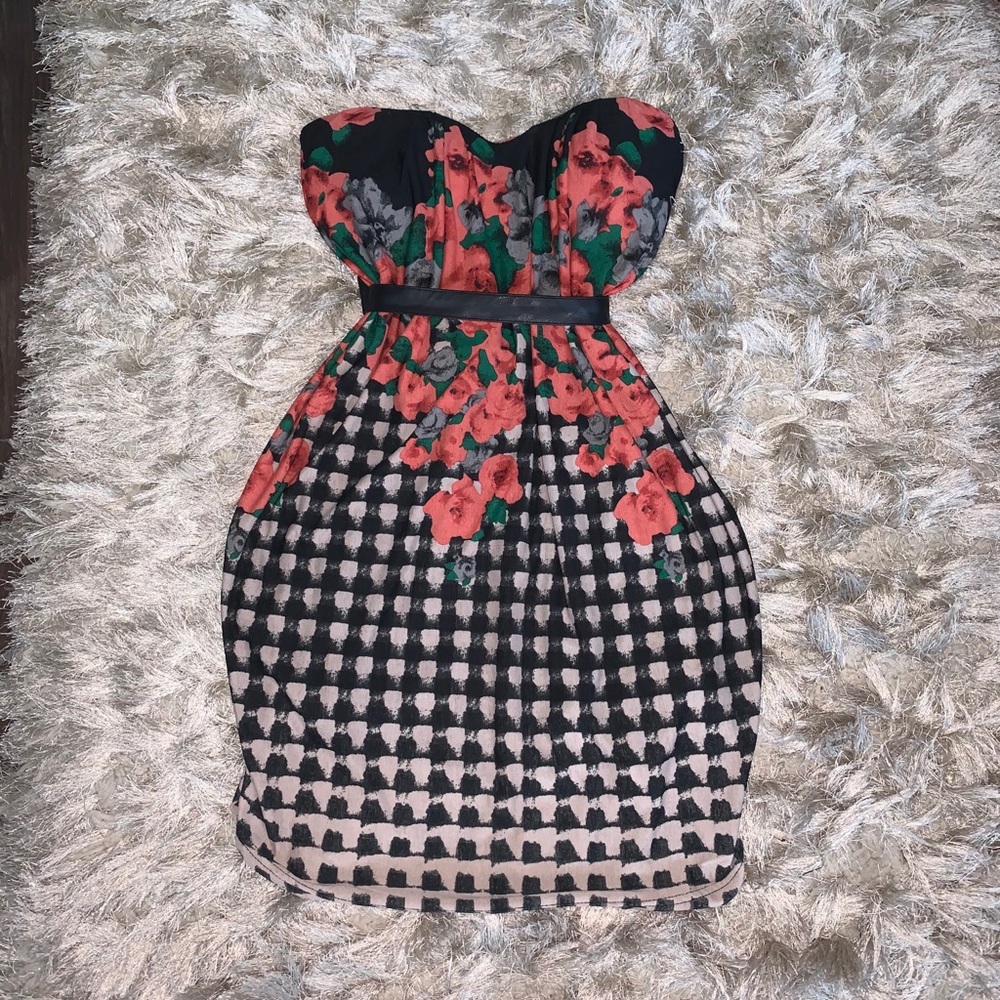 Strapless Print Dress